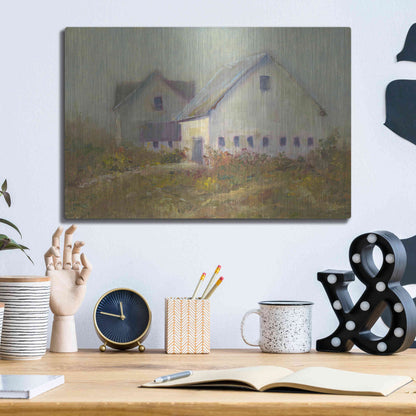 Luxe Metal Art 'White Barn I' by Marilyn Wendling, Metal Wall Art,16x12