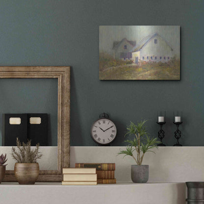 Luxe Metal Art 'White Barn I' by Marilyn Wendling, Metal Wall Art,16x12