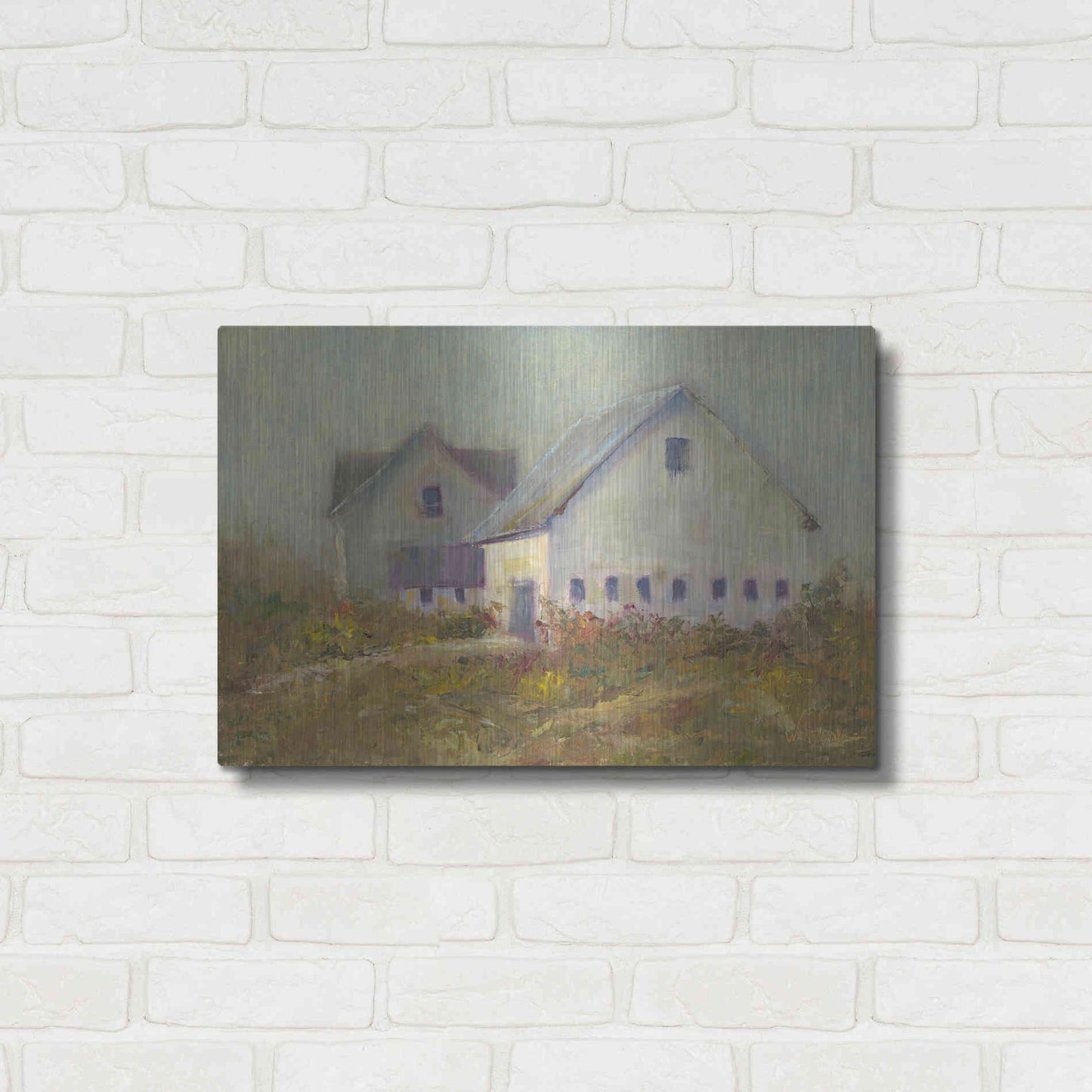 Luxe Metal Art 'White Barn I' by Marilyn Wendling, Metal Wall Art,24x16
