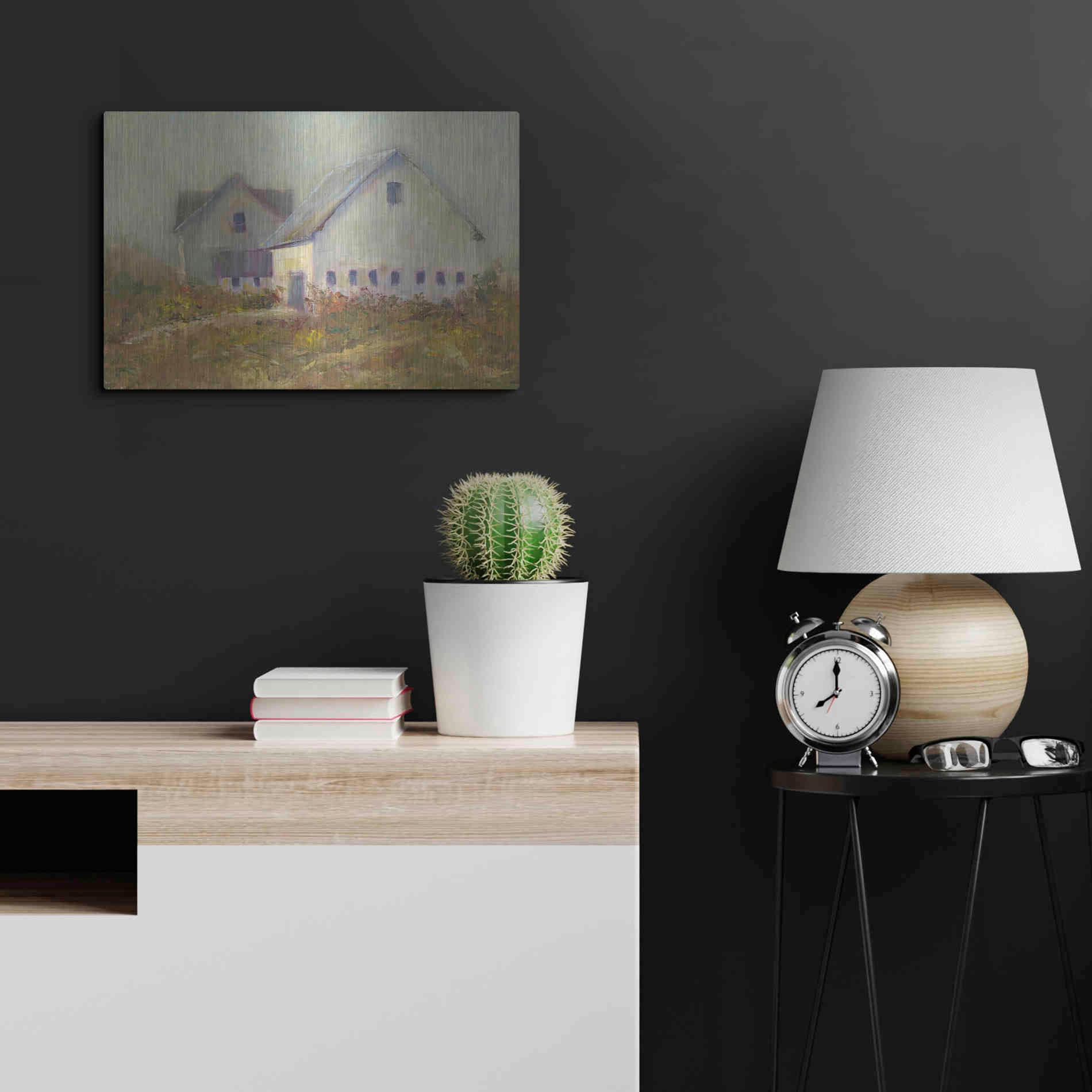 Luxe Metal Art 'White Barn I' by Marilyn Wendling, Metal Wall Art,24x16
