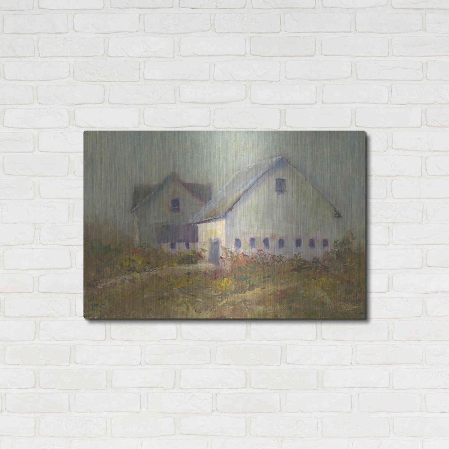 Luxe Metal Art 'White Barn I' by Marilyn Wendling, Metal Wall Art,36x24