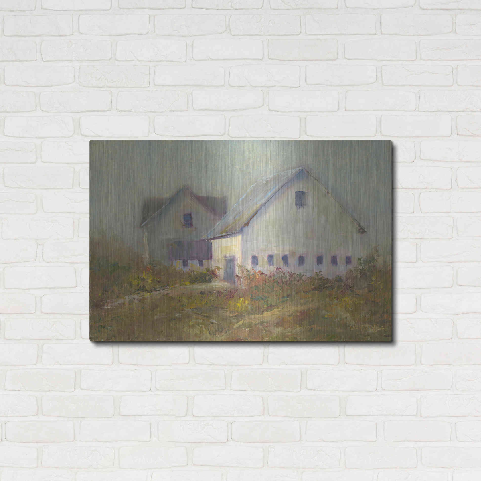 Luxe Metal Art 'White Barn I' by Marilyn Wendling, Metal Wall Art,36x24