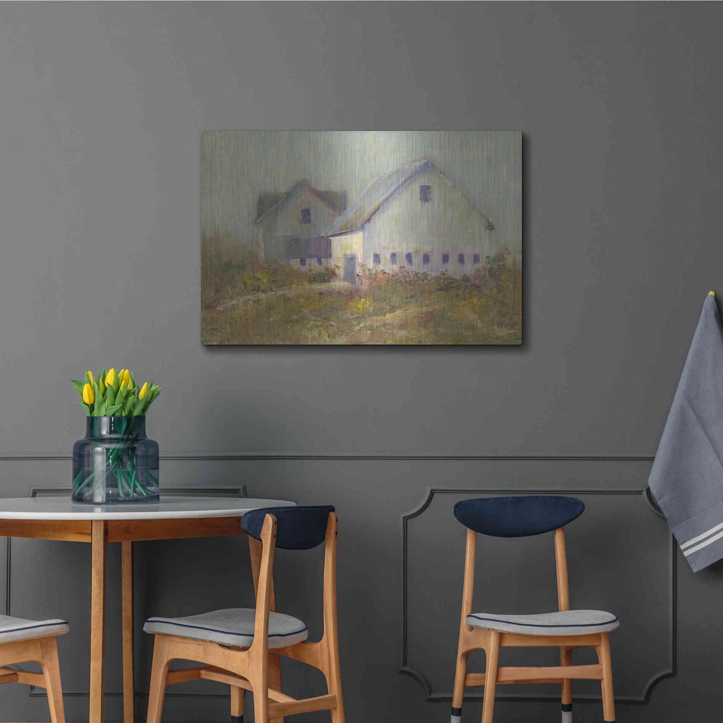Luxe Metal Art 'White Barn I' by Marilyn Wendling, Metal Wall Art,36x24