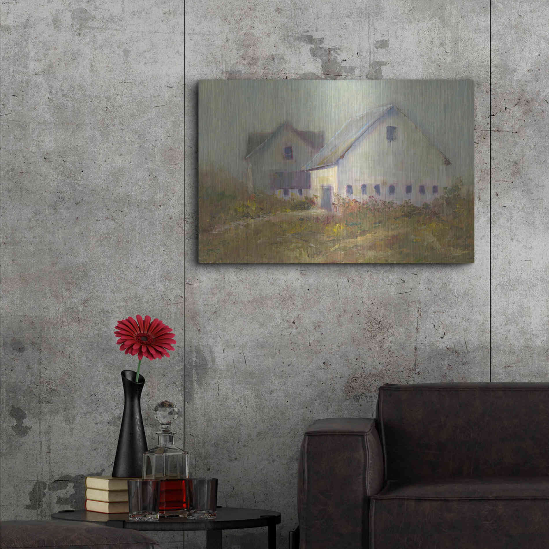 Luxe Metal Art 'White Barn I' by Marilyn Wendling, Metal Wall Art,36x24