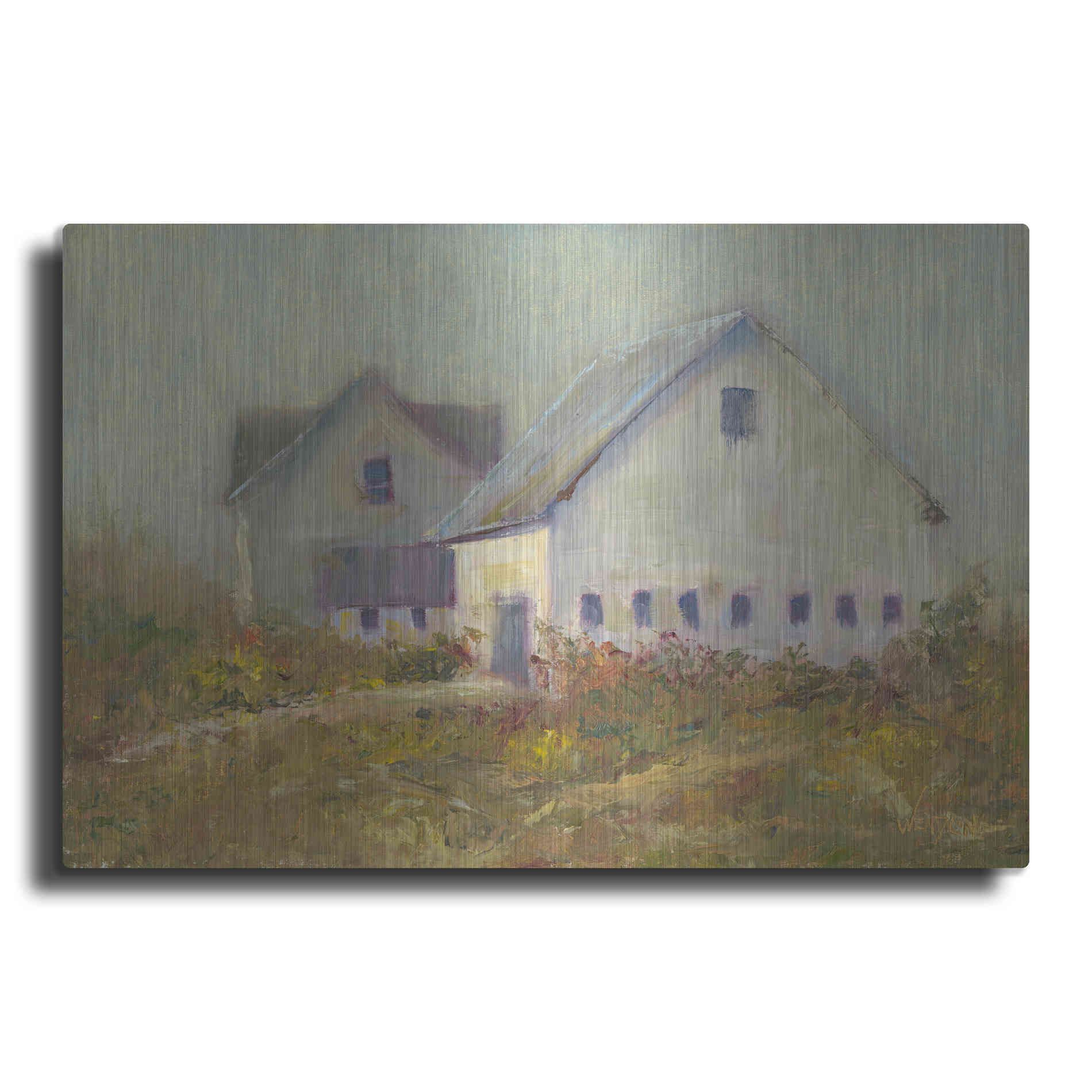 Luxe Metal Art 'White Barn I' by Marilyn Wendling, Metal Wall Art