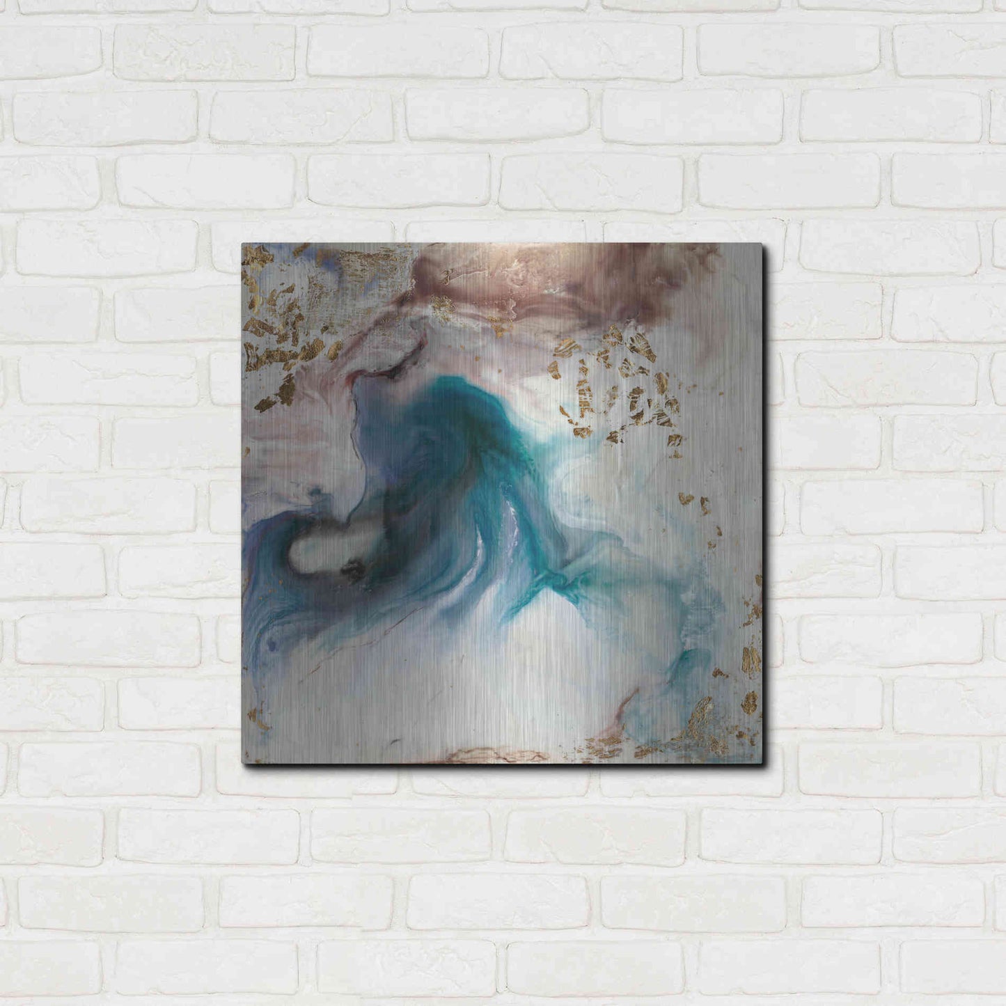 Luxe Metal Art 'Teal Illumination' by Lila Bramma, Metal Wall Art,24x24