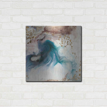 Luxe Metal Art 'Teal Illumination' by Lila Bramma, Metal Wall Art,24x24