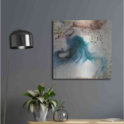 Luxe Metal Art 'Teal Illumination' by Lila Bramma, Metal Wall Art,24x24