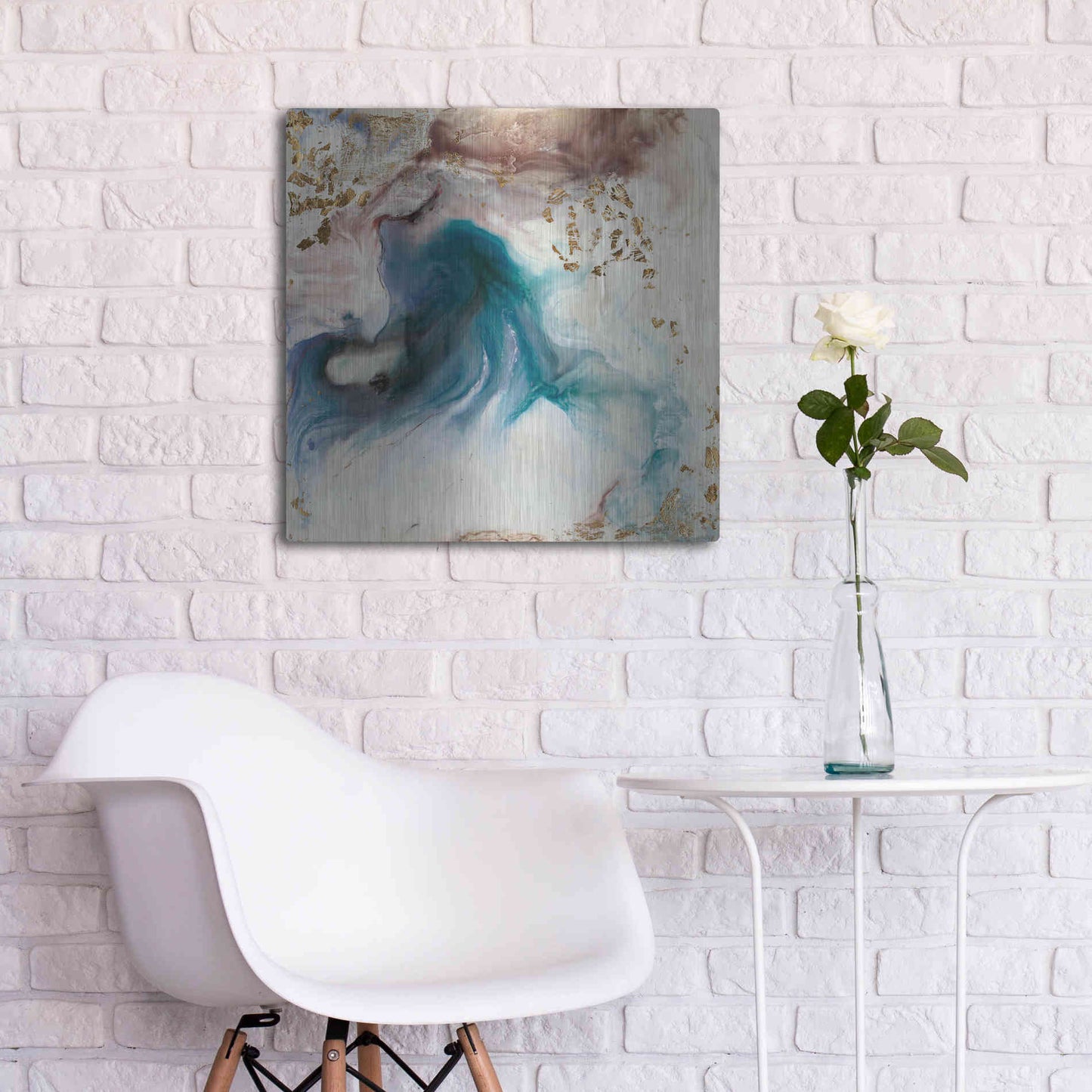 Luxe Metal Art 'Teal Illumination' by Lila Bramma, Metal Wall Art,24x24