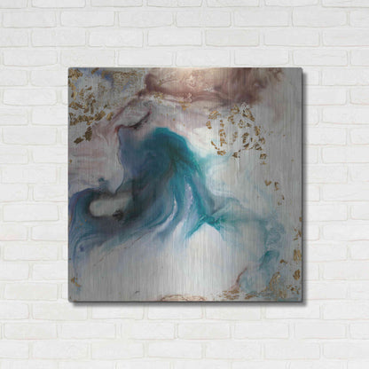Luxe Metal Art 'Teal Illumination' by Lila Bramma, Metal Wall Art,36x36