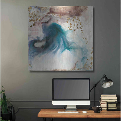 Luxe Metal Art 'Teal Illumination' by Lila Bramma, Metal Wall Art,36x36