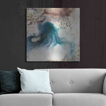 Luxe Metal Art 'Teal Illumination' by Lila Bramma, Metal Wall Art,36x36