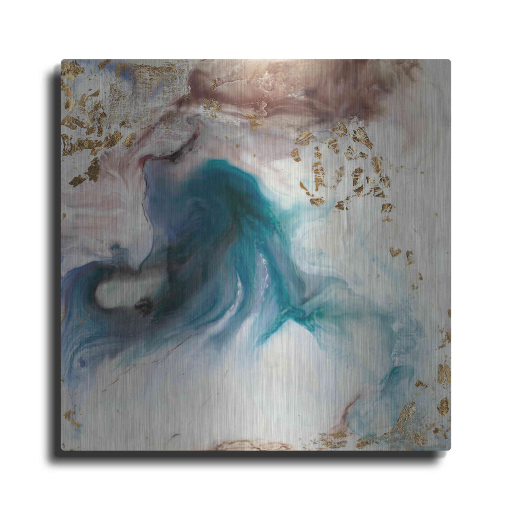 Luxe Metal Art 'Teal Illumination' by Lila Bramma, Metal Wall Art