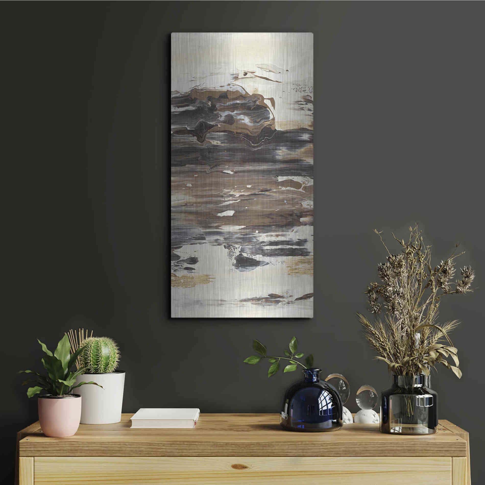 Luxe Metal Art 'No Attachment III' by Lila Bramma, Metal Wall Art,12x24