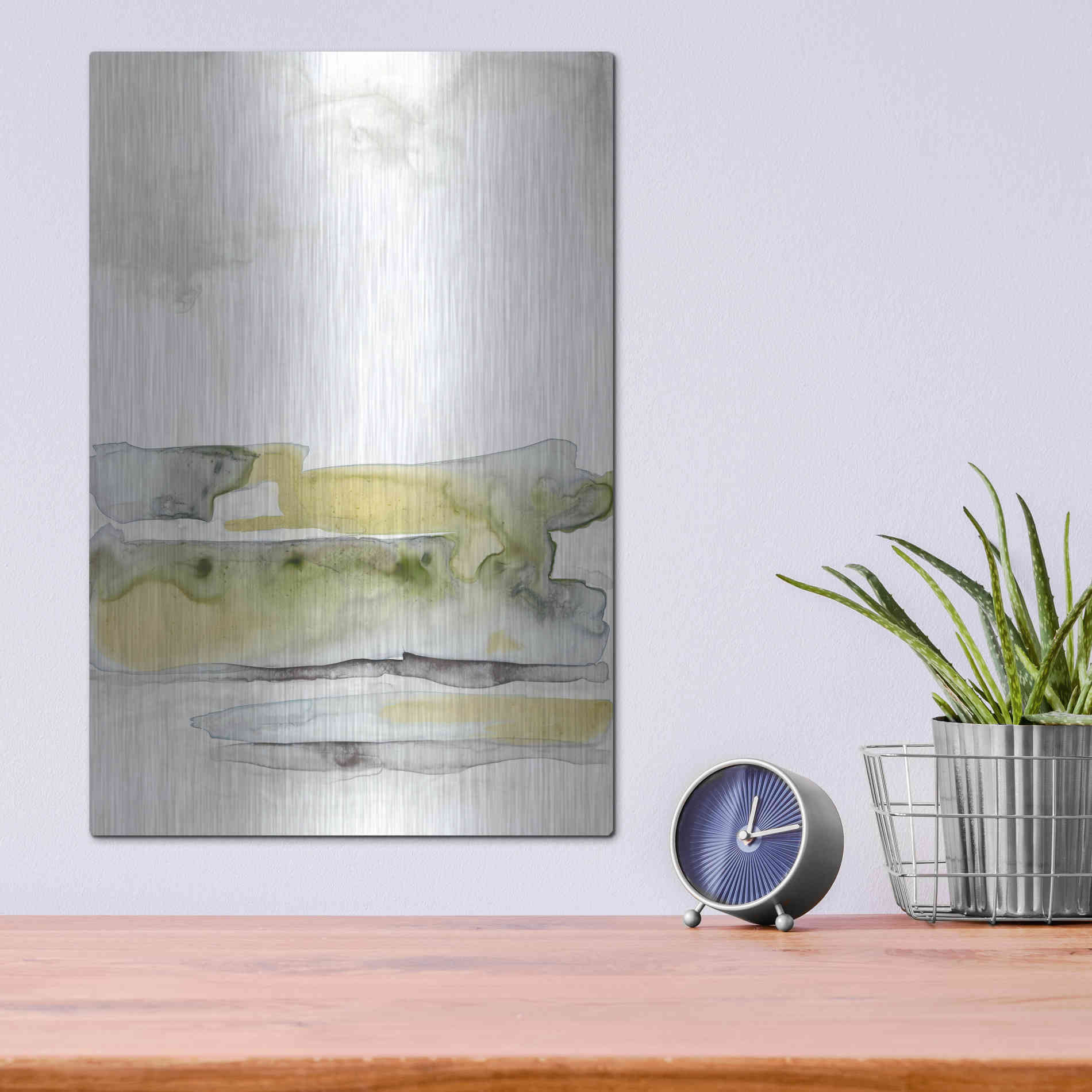 Luxe Metal Art 'Organic Seascape Green I' by Lila Bramma, Metal Wall Art,12x16