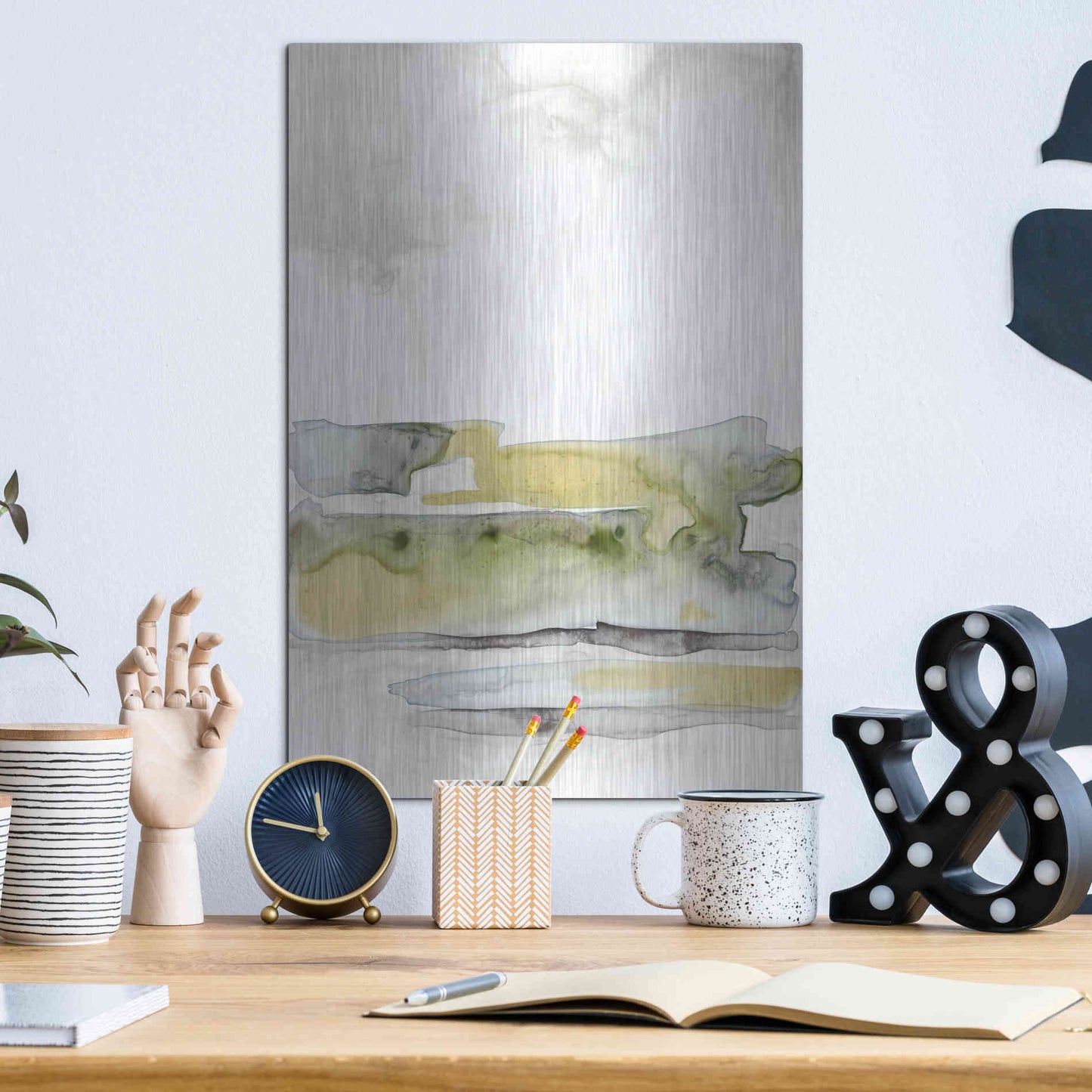 Luxe Metal Art 'Organic Seascape Green I' by Lila Bramma, Metal Wall Art,12x16