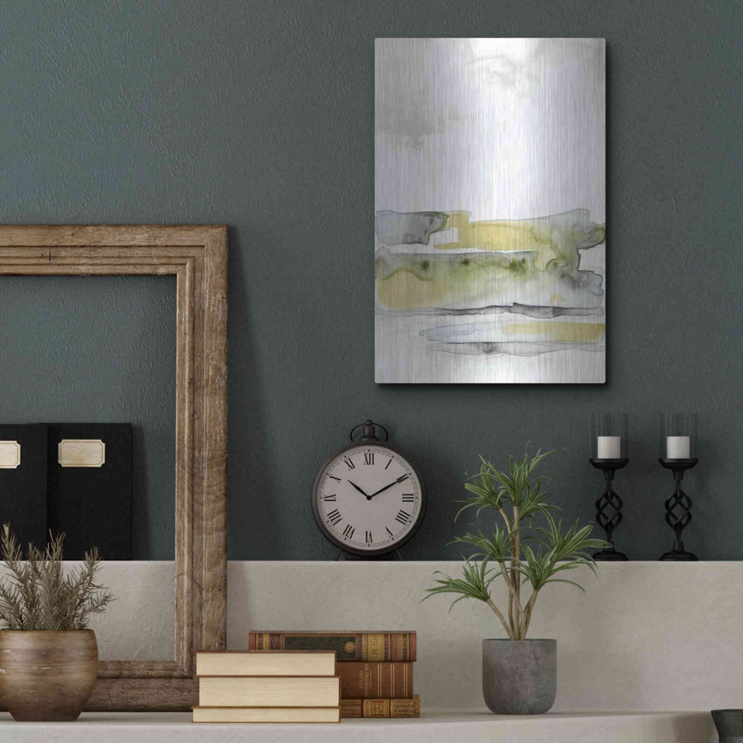 Luxe Metal Art 'Organic Seascape Green I' by Lila Bramma, Metal Wall Art,12x16