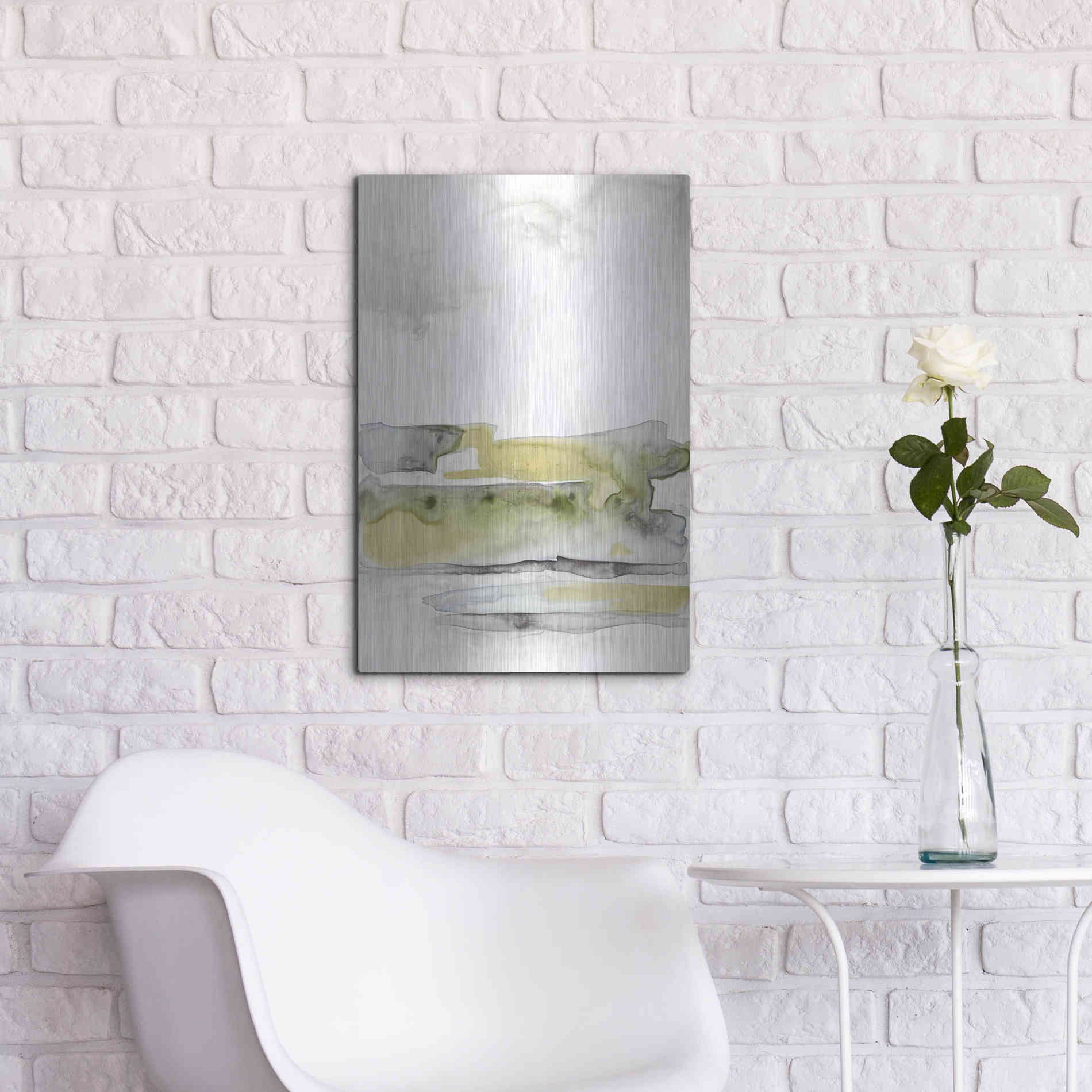 Luxe Metal Art 'Organic Seascape Green I' by Lila Bramma, Metal Wall Art,16x24