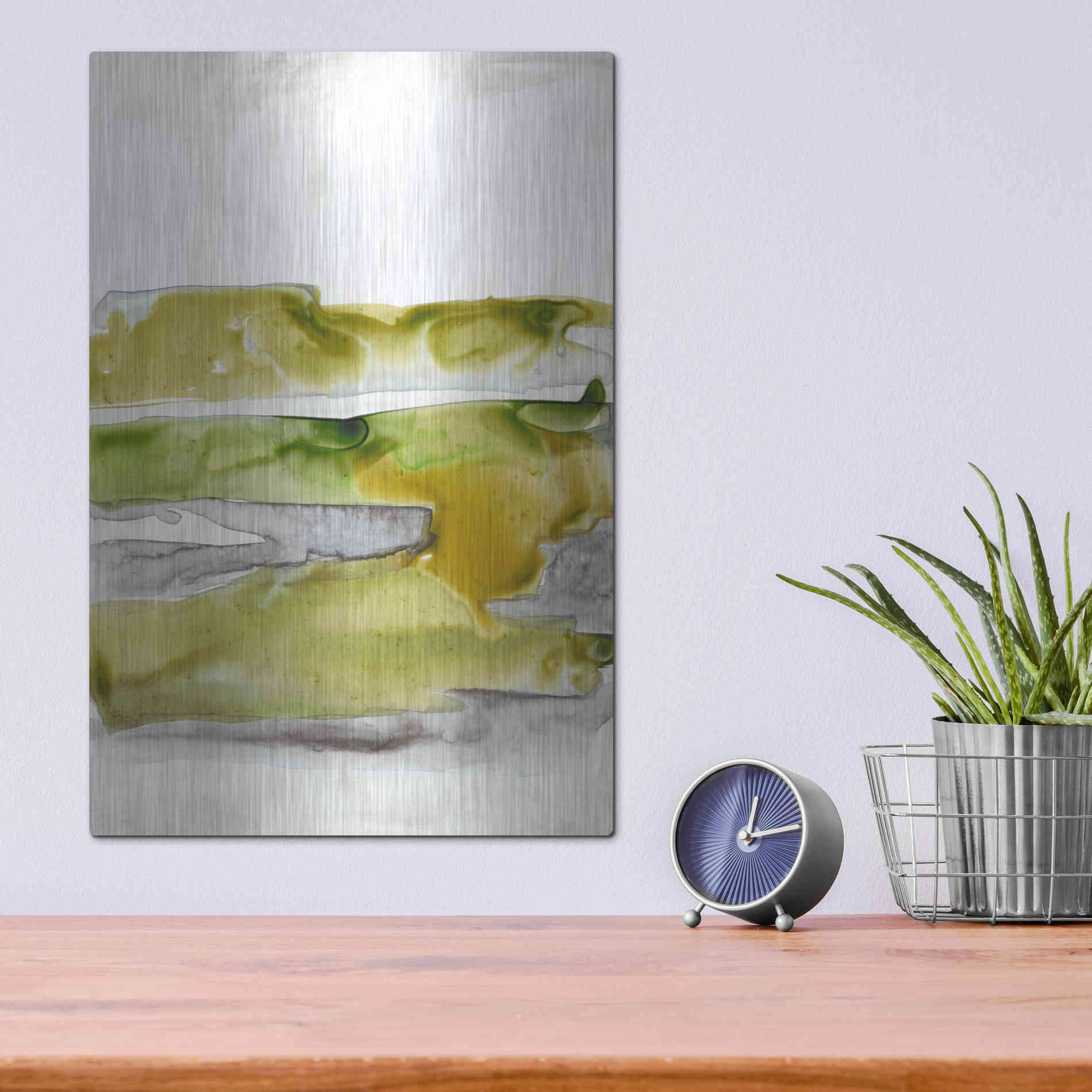 Luxe Metal Art 'Organic Seascape Green II' by Lila Bramma, Metal Wall Art,12x16
