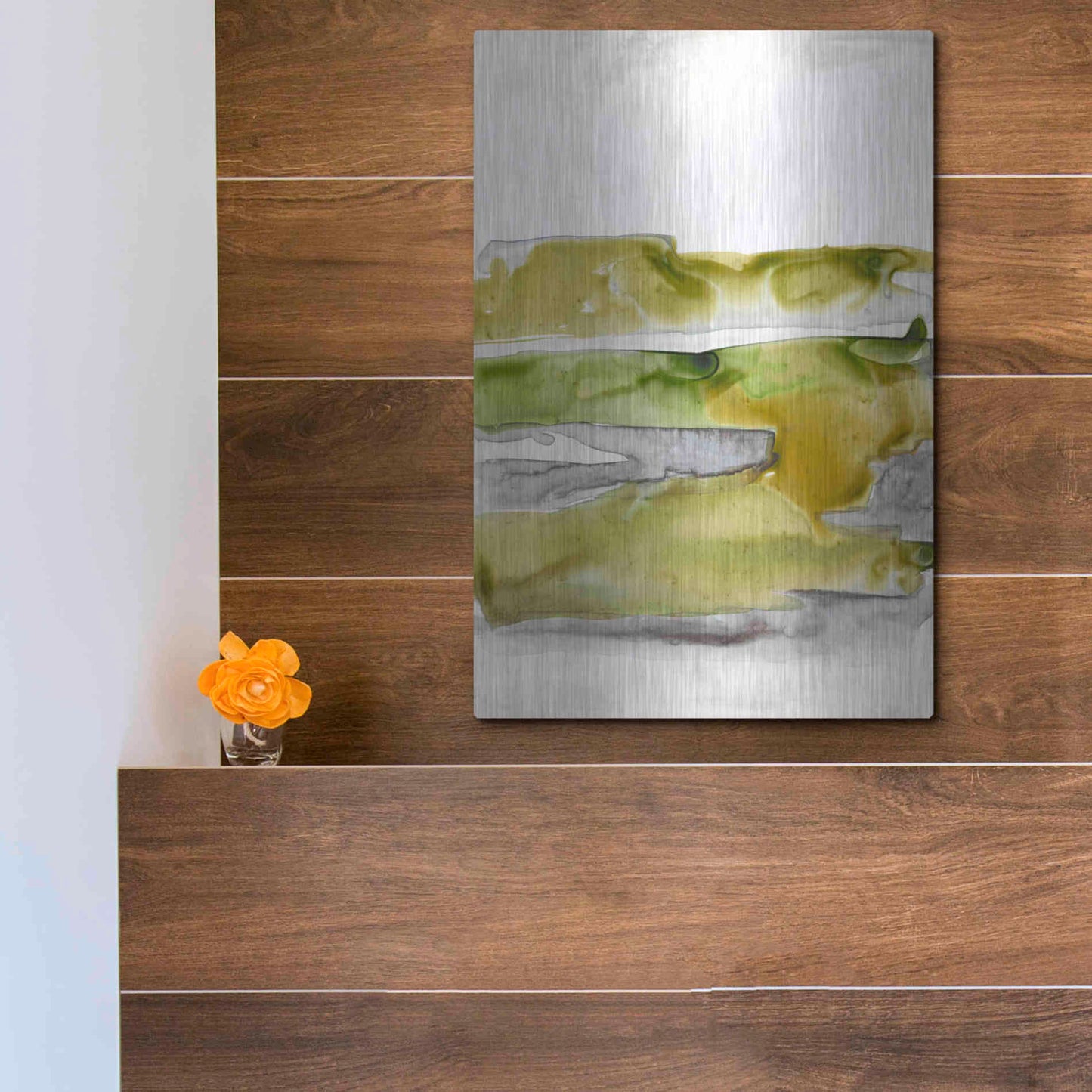 Luxe Metal Art 'Organic Seascape Green II' by Lila Bramma, Metal Wall Art,12x16