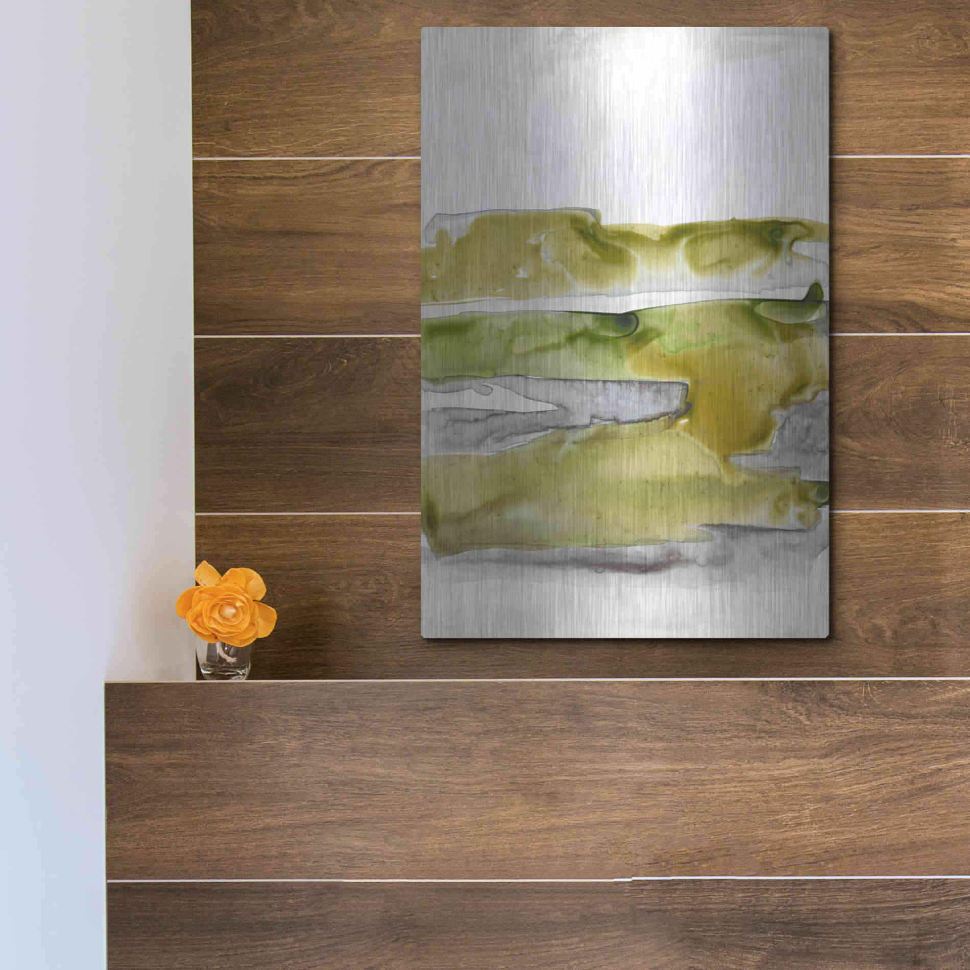 Luxe Metal Art 'Organic Seascape Green II' by Lila Bramma, Metal Wall Art,12x16