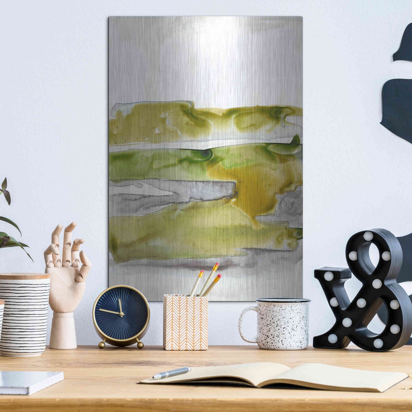 Luxe Metal Art 'Organic Seascape Green II' by Lila Bramma, Metal Wall Art,12x16