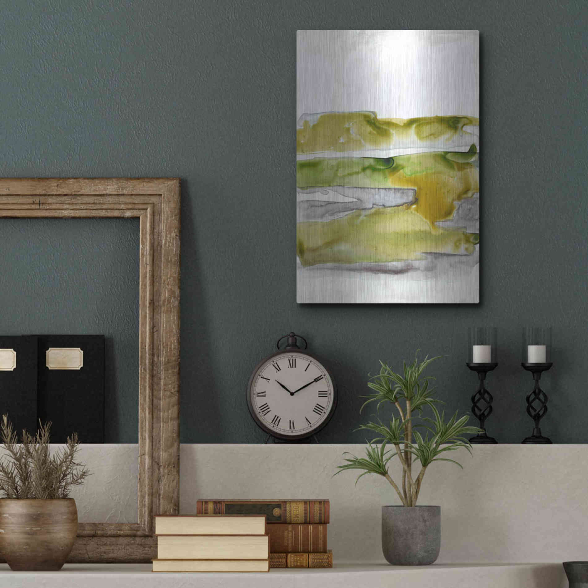 Luxe Metal Art 'Organic Seascape Green II' by Lila Bramma, Metal Wall Art,12x16