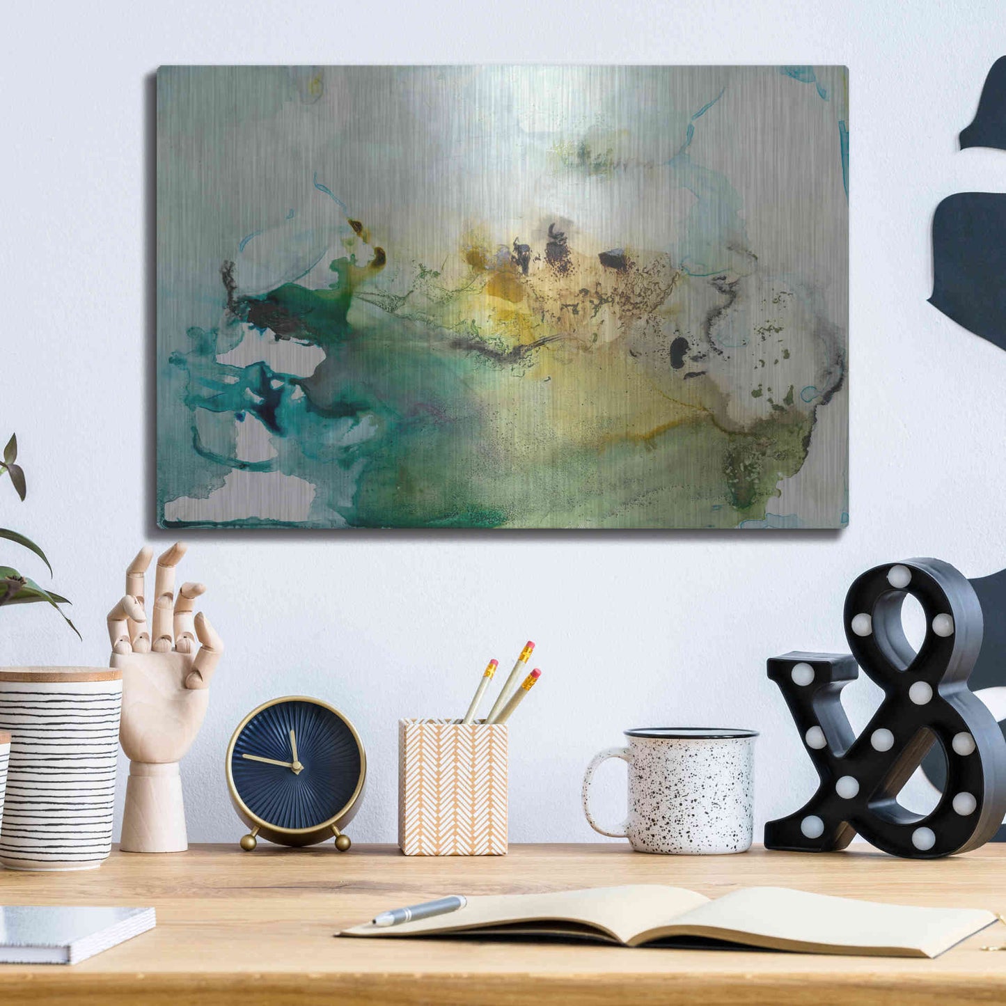 Luxe Metal Art 'Organic Abstract' by Lila Bramma, Metal Wall Art,16x12