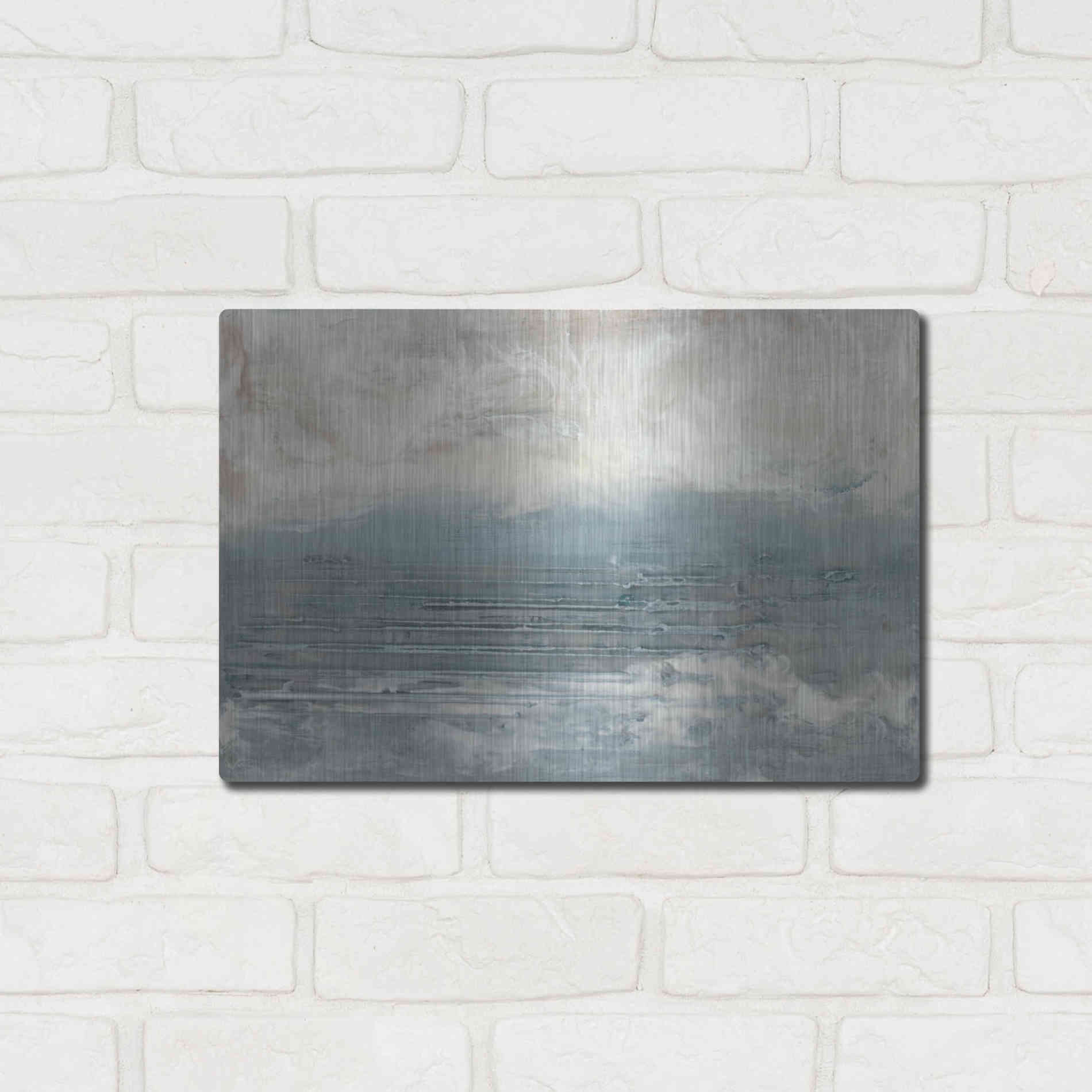 Luxe Metal Art 'Pale Blue I' by Lila Bramma, Metal Wall Art,16x12