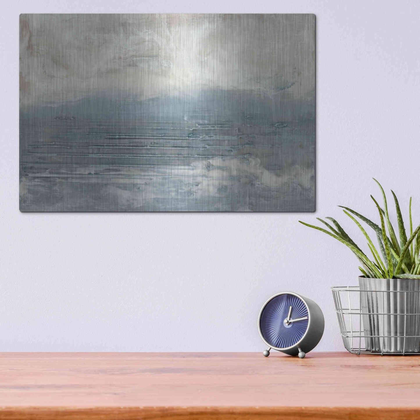 Luxe Metal Art 'Pale Blue I' by Lila Bramma, Metal Wall Art,16x12