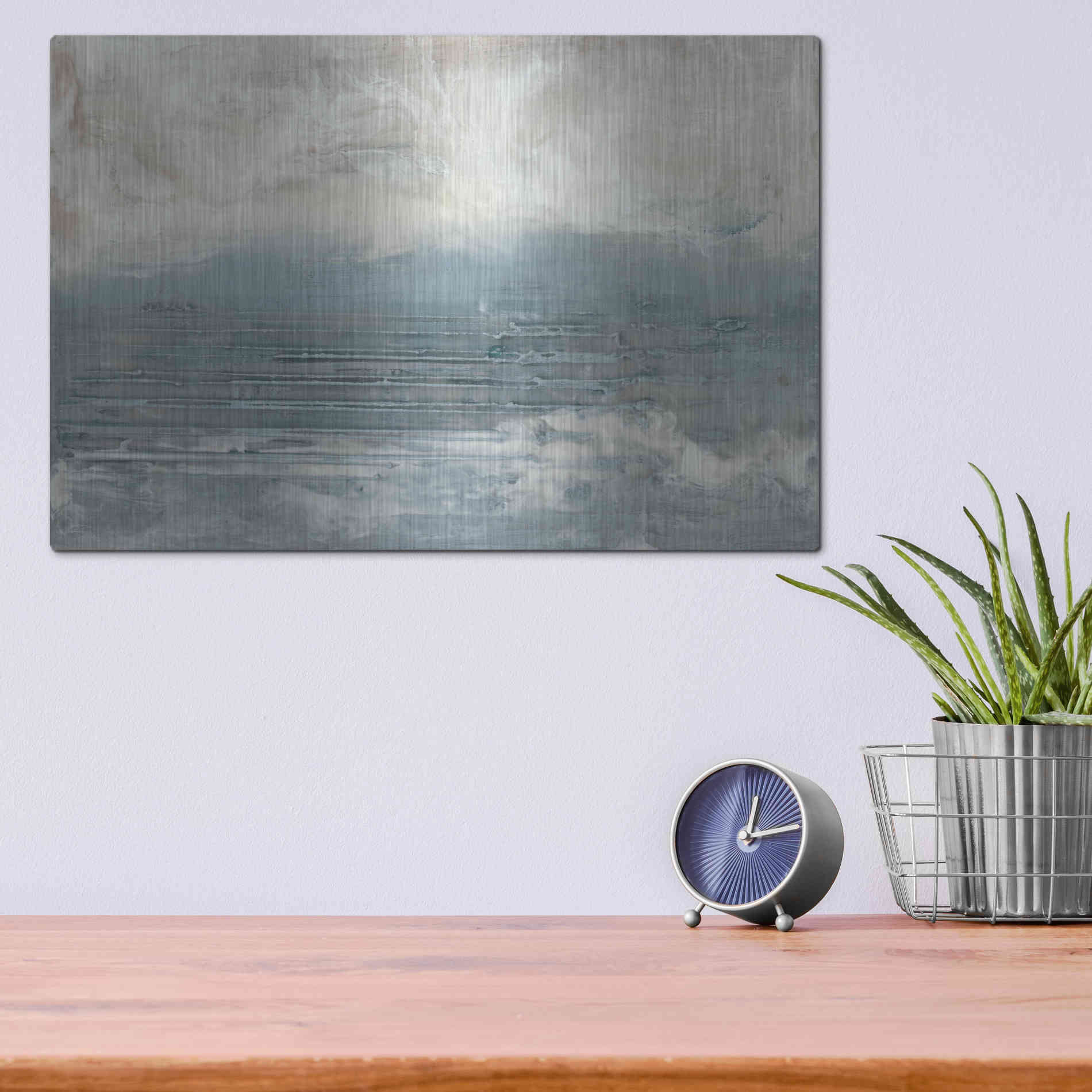 Luxe Metal Art 'Pale Blue I' by Lila Bramma, Metal Wall Art,16x12