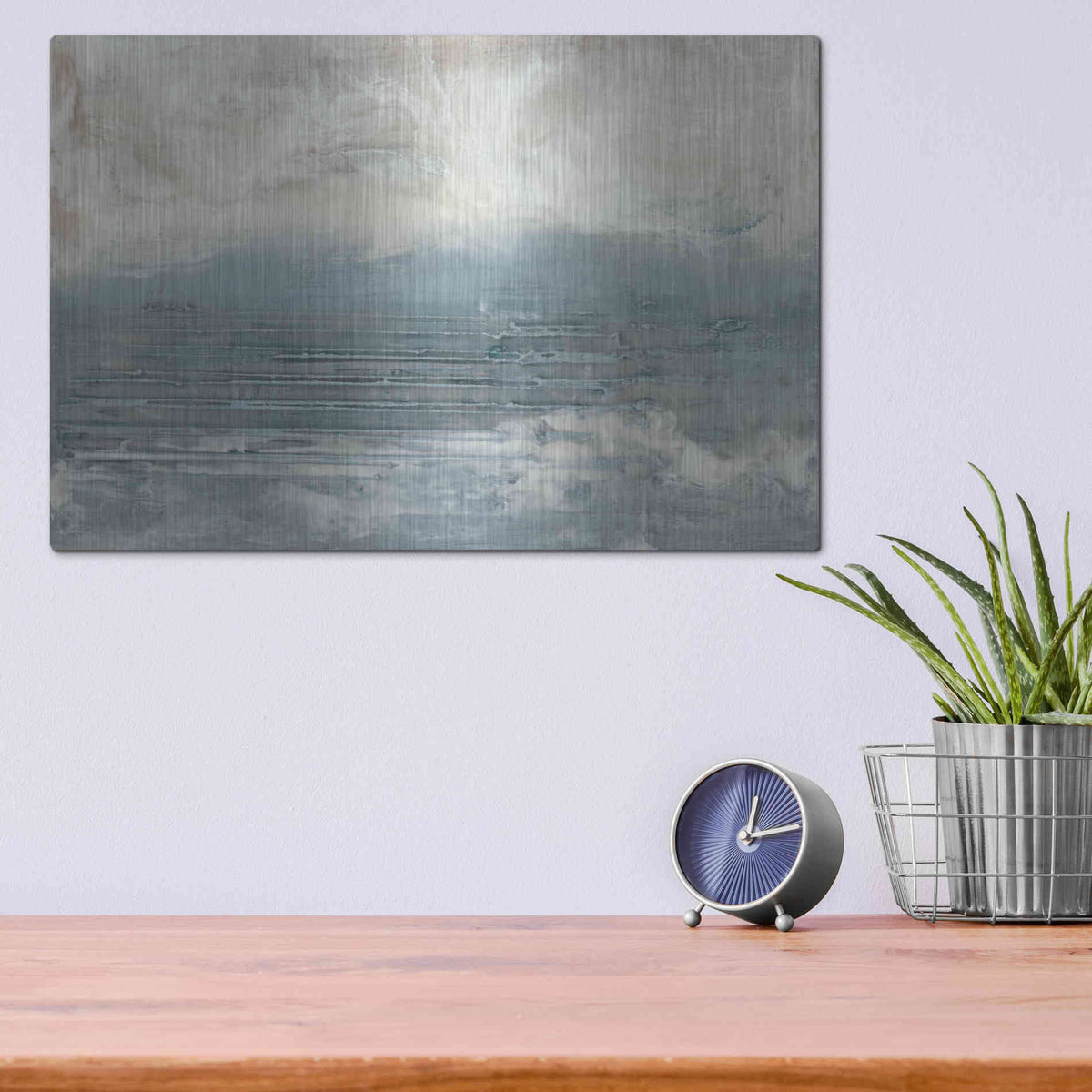 Luxe Metal Art 'Pale Blue I' by Lila Bramma, Metal Wall Art,16x12