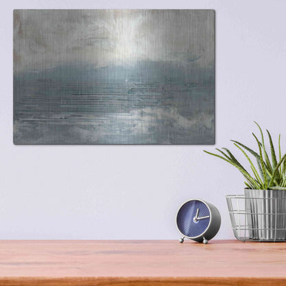 Luxe Metal Art 'Pale Blue I' by Lila Bramma, Metal Wall Art,16x12