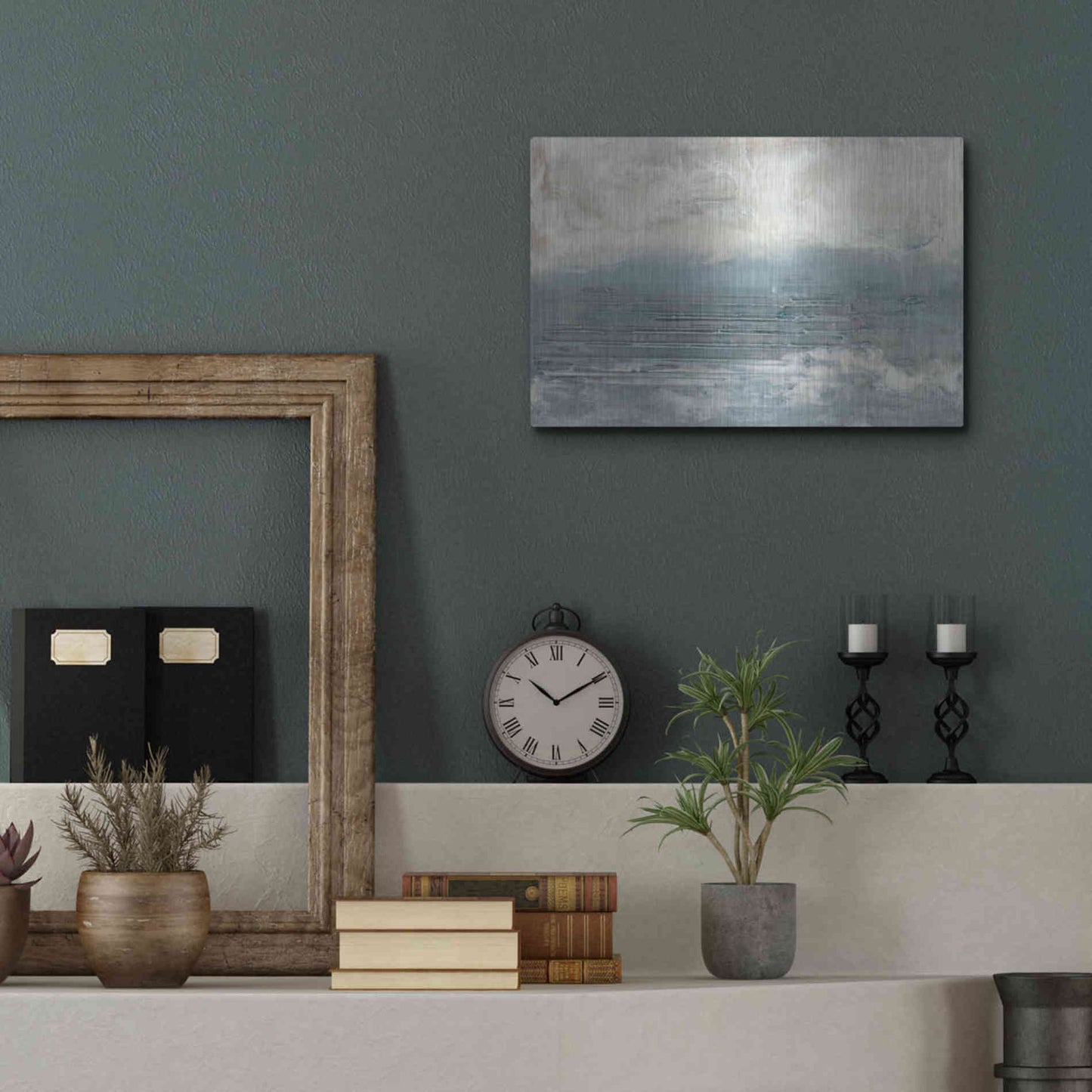 Luxe Metal Art 'Pale Blue I' by Lila Bramma, Metal Wall Art,16x12