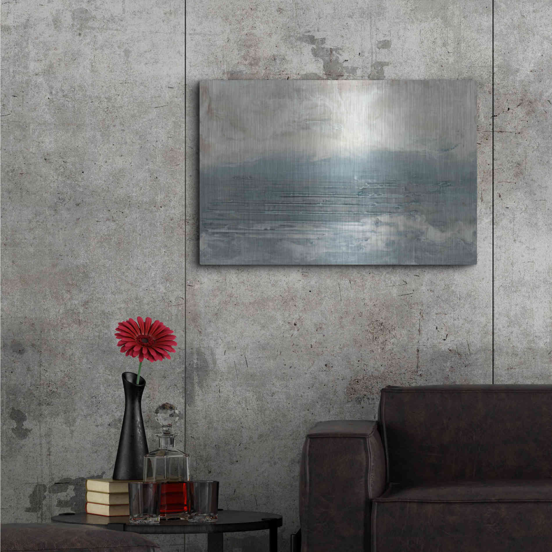 Luxe Metal Art 'Pale Blue I' by Lila Bramma, Metal Wall Art,36x24