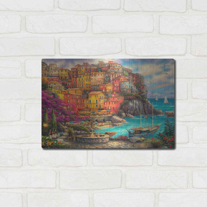 Luxe Metal Art 'A Beautiful Day at Cinque Terre' by Chuck Pinson, Metal Wall Art,16x12