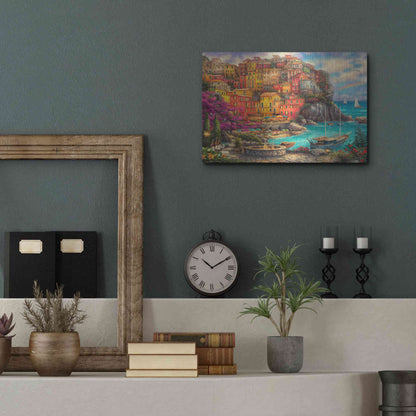 Luxe Metal Art 'A Beautiful Day at Cinque Terre' by Chuck Pinson, Metal Wall Art,16x12