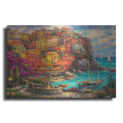 Luxe Metal Art 'A Beautiful Day at Cinque Terre' by Chuck Pinson, Metal Wall Art