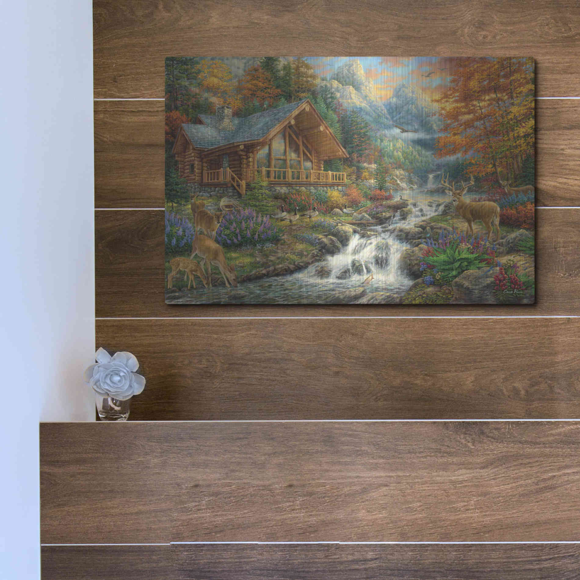 Luxe Metal Art 'Alpine Serenity' by Chuck Pinson, Metal Wall Art,16x12