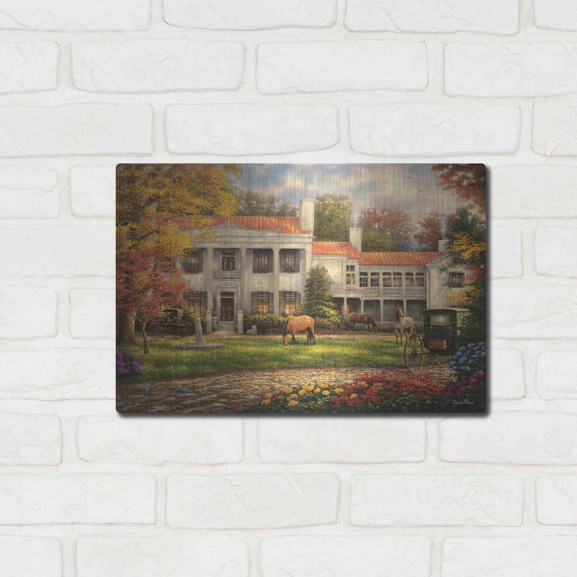 Luxe Metal Art 'Autumn Afternoon at Belle Meade' by Chuck Pinson, Metal Wall Art,16x12