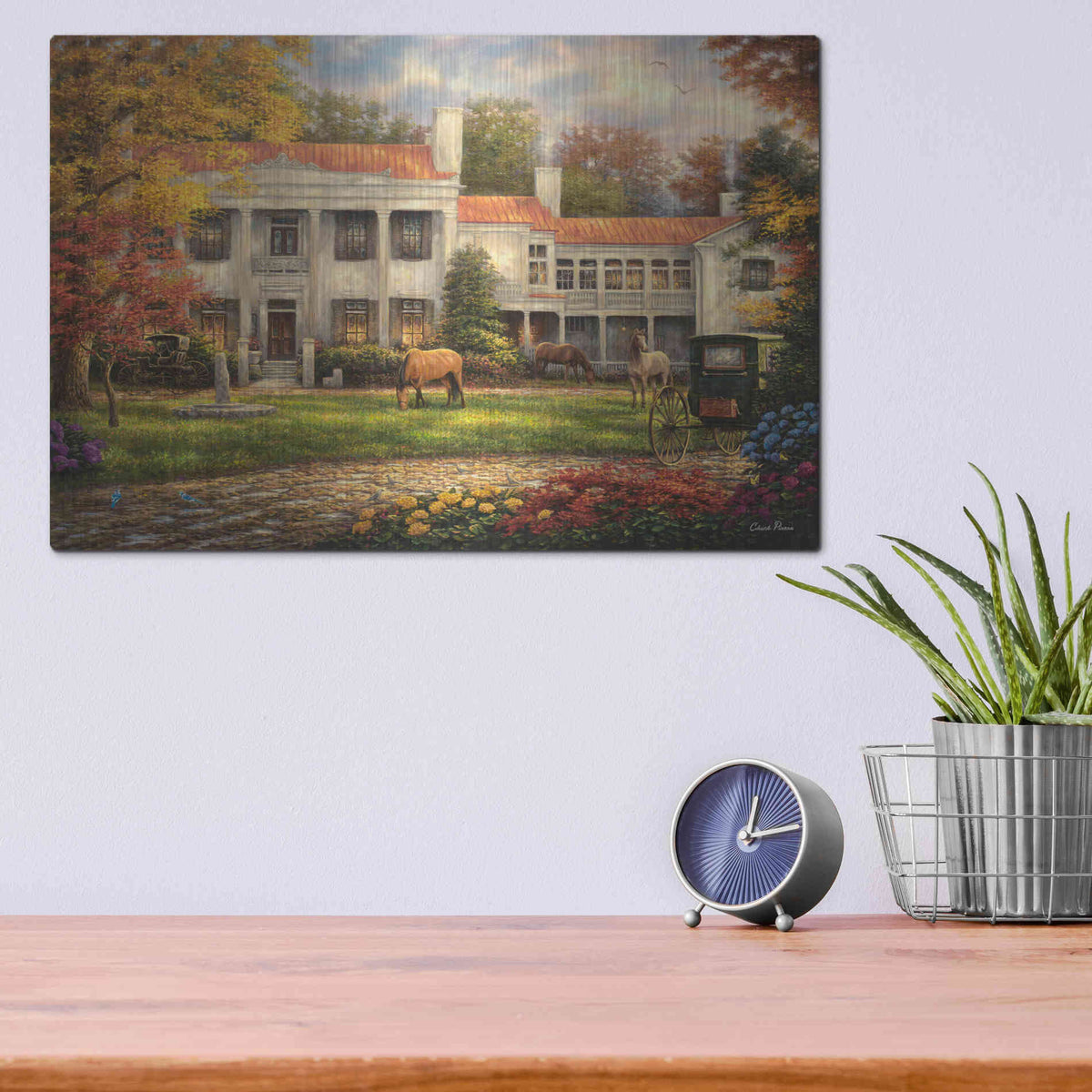 Luxe Metal Art 'Autumn Afternoon at Belle Meade' by Chuck Pinson, Metal Wall Art,16x12