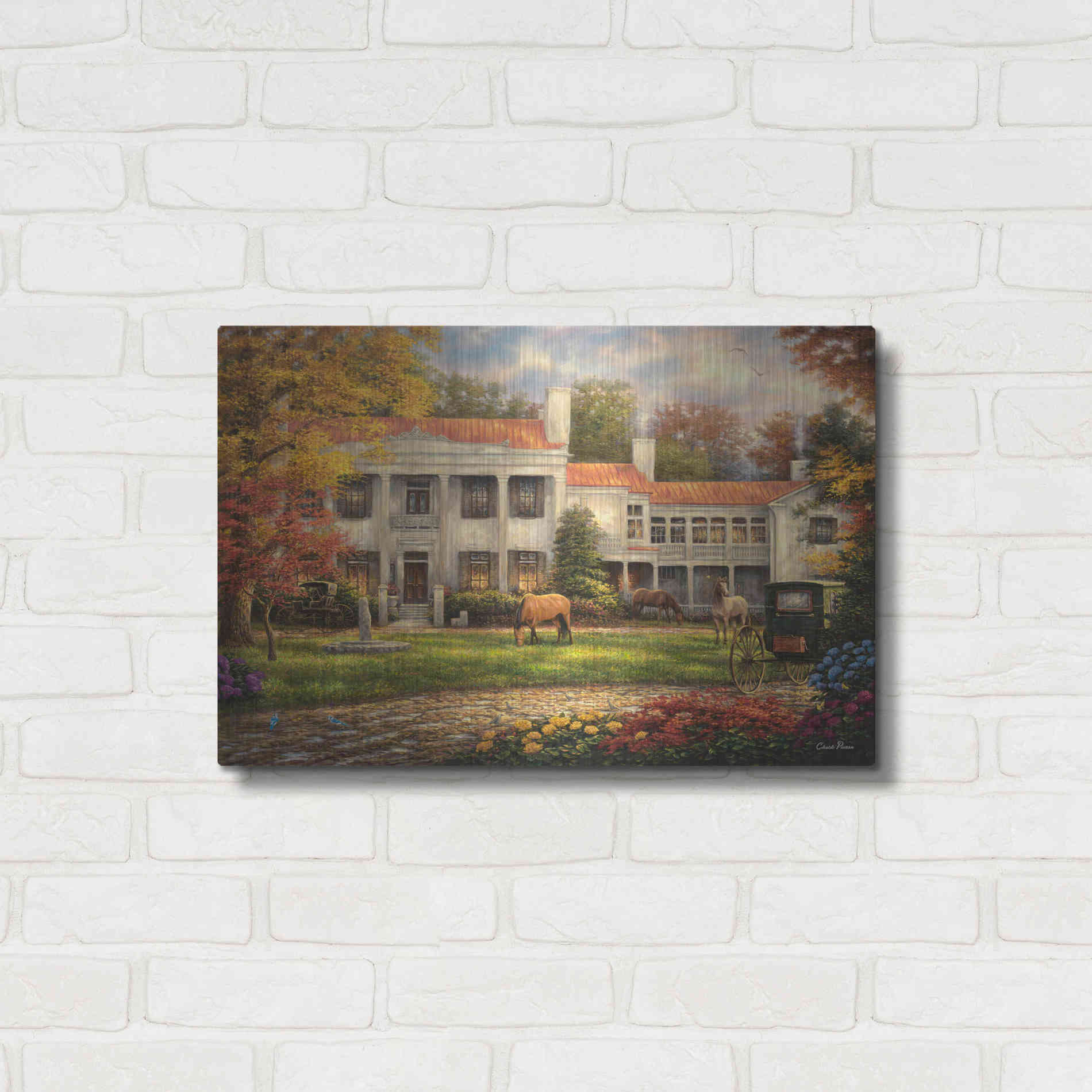 Luxe Metal Art 'Autumn Afternoon at Belle Meade' by Chuck Pinson, Metal Wall Art,24x16