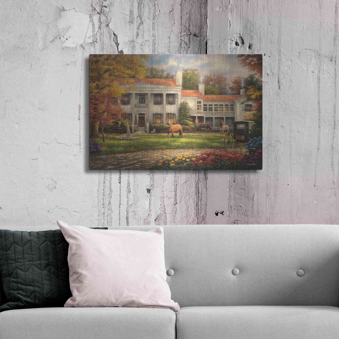 Luxe Metal Art 'Autumn Afternoon at Belle Meade' by Chuck Pinson, Metal Wall Art,36x24