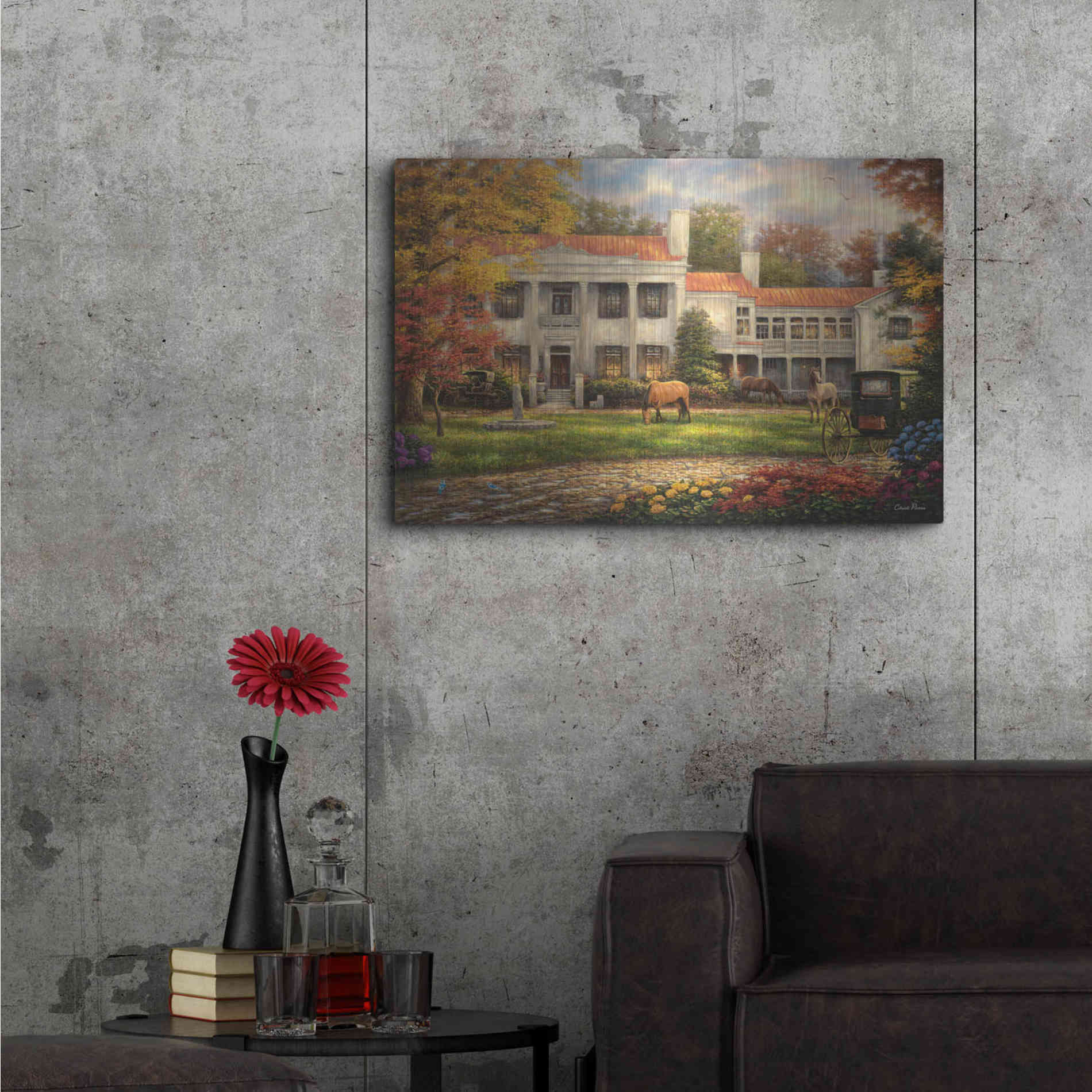 Luxe Metal Art 'Autumn Afternoon at Belle Meade' by Chuck Pinson, Metal Wall Art,36x24