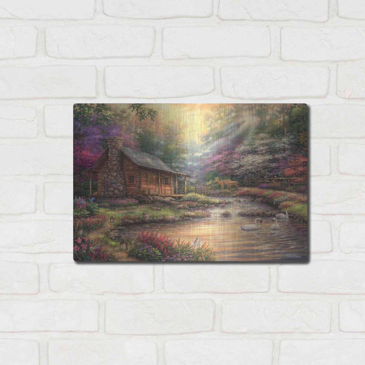 Luxe Metal Art 'Brookside Retreat' by Chuck Pinson, Metal Wall Art,16x12