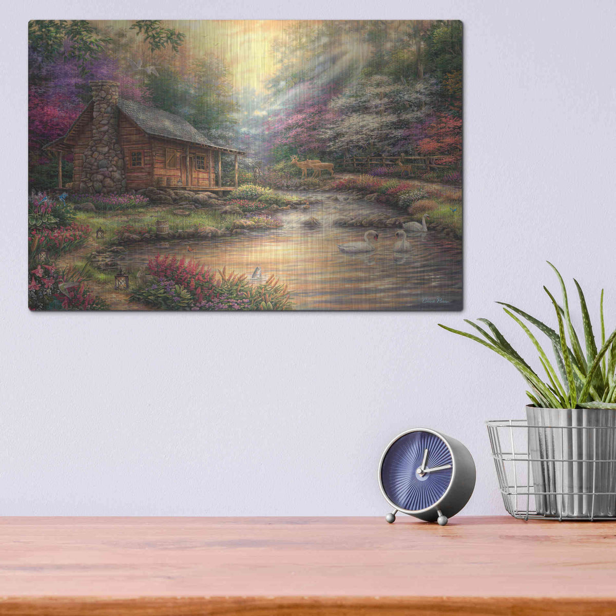 Luxe Metal Art 'Brookside Retreat' by Chuck Pinson, Metal Wall Art,16x12
