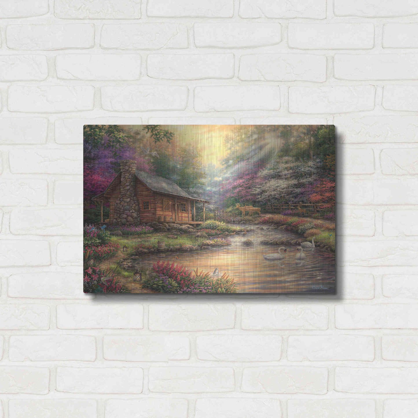 Luxe Metal Art 'Brookside Retreat' by Chuck Pinson, Metal Wall Art,24x16