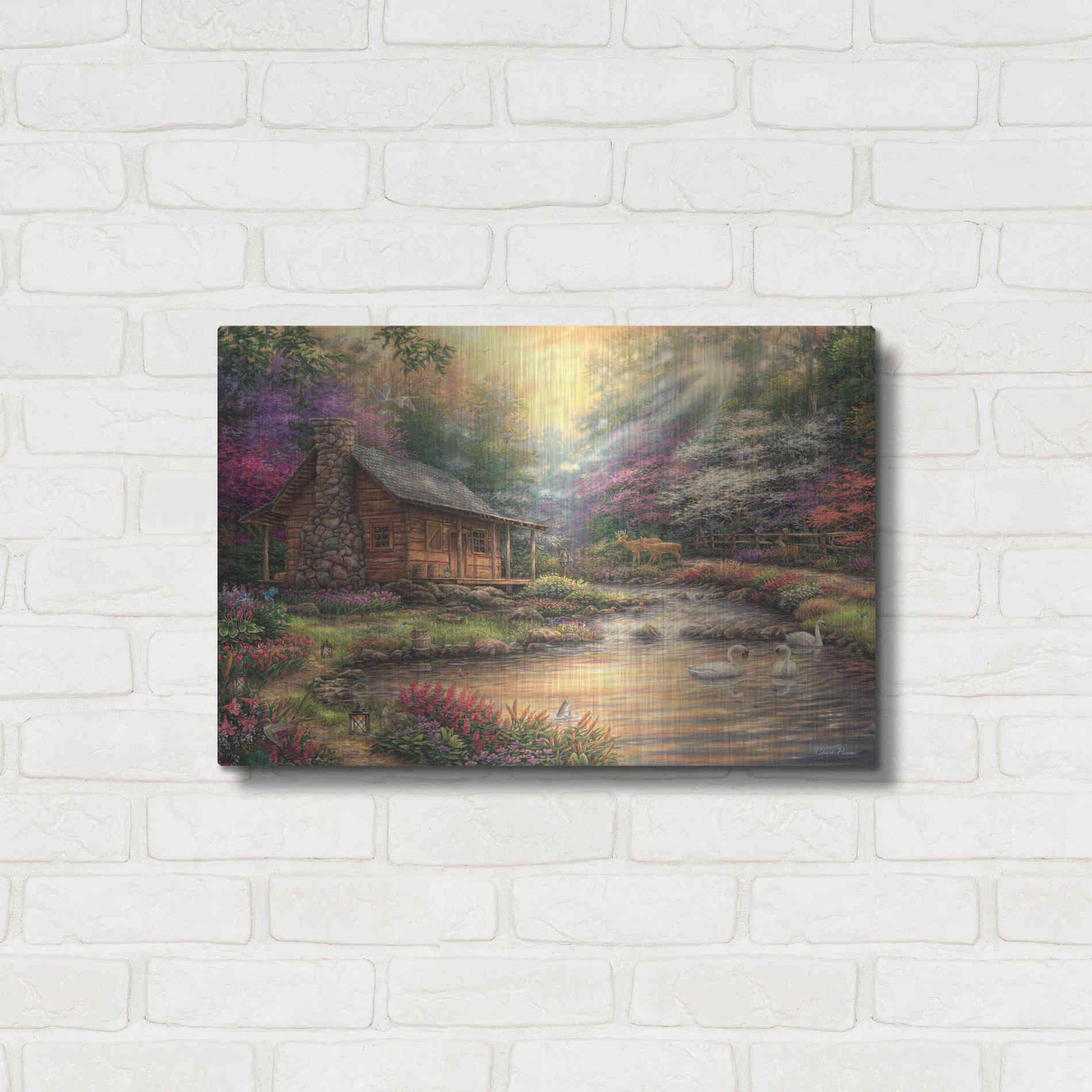 Luxe Metal Art 'Brookside Retreat' by Chuck Pinson, Metal Wall Art,24x16