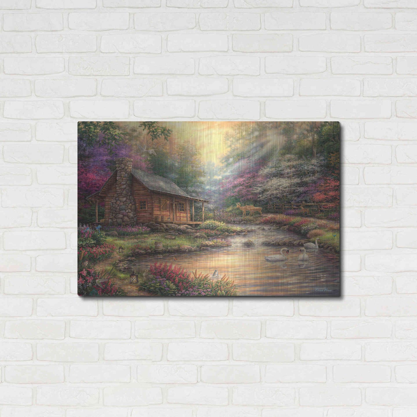 Luxe Metal Art 'Brookside Retreat' by Chuck Pinson, Metal Wall Art,36x24