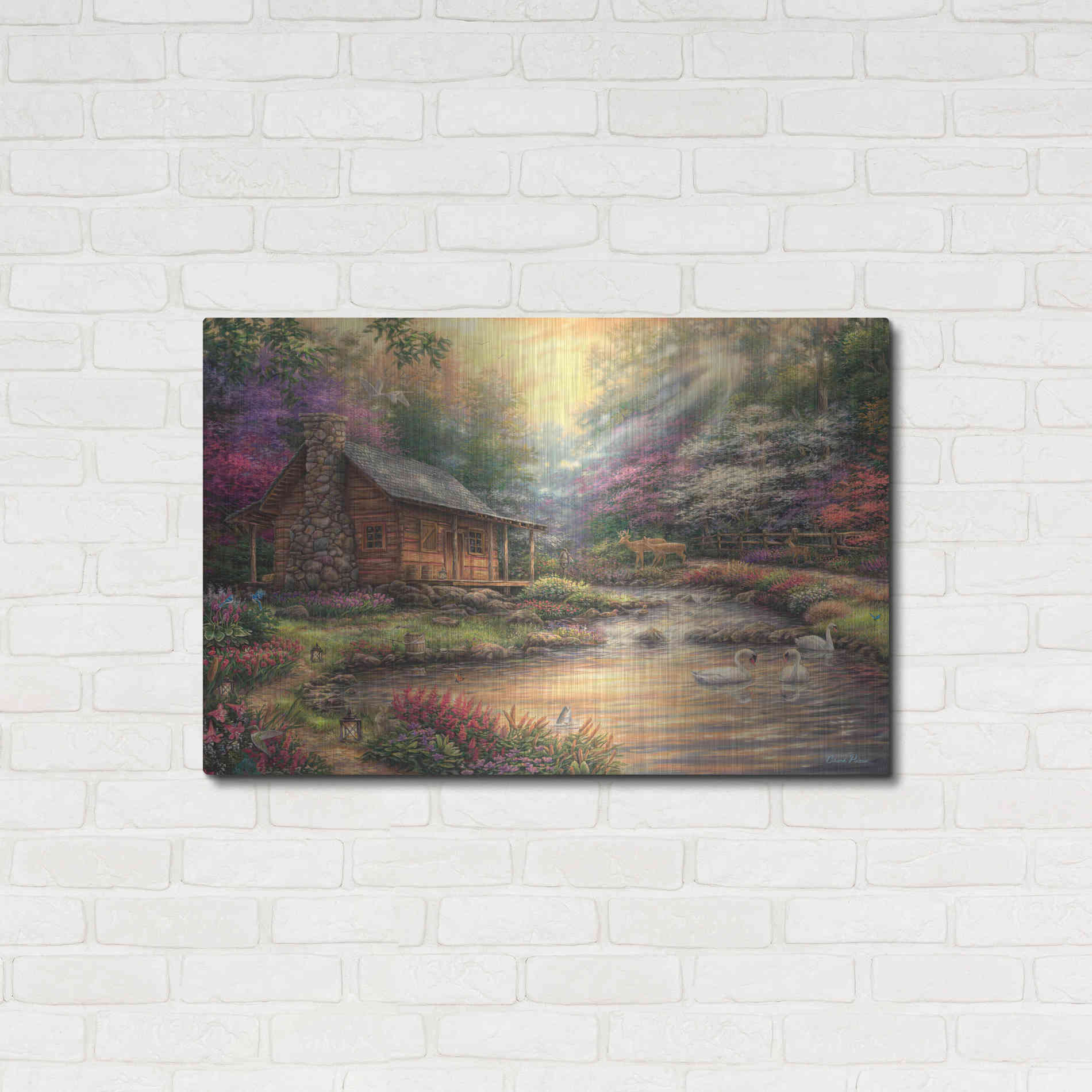 Luxe Metal Art 'Brookside Retreat' by Chuck Pinson, Metal Wall Art,36x24